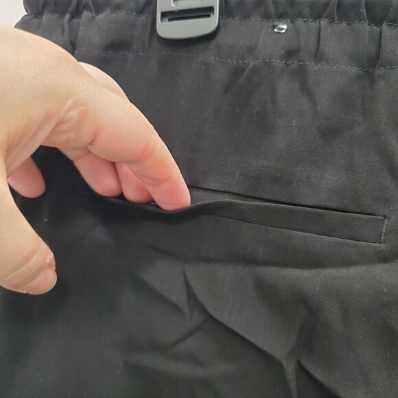 Express Women's Black Flat Front Elastic Paperbag Waist Cropped Casual Pants M - Picture 7 of 10